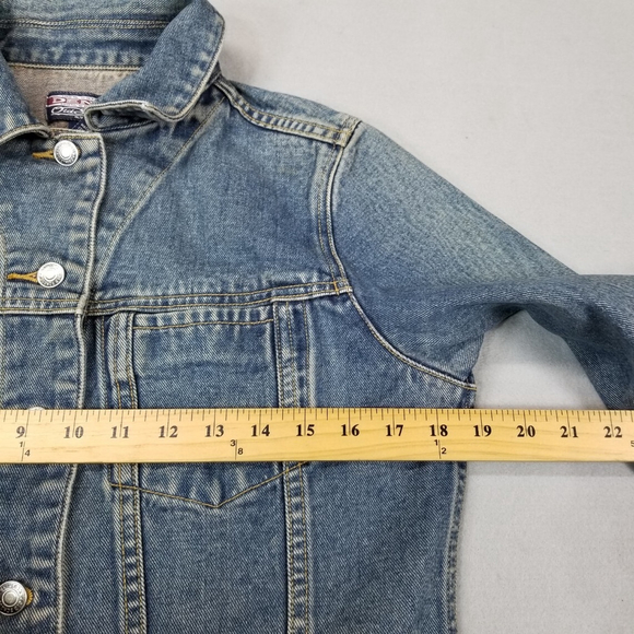 Old School Denim Jean Jacket Womens Size Small Blue Cotton 90s 80s Style - Picture 5 of 8